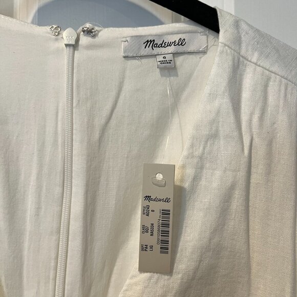 Madewell Linen-Blend Button-Wrap Midi Dress in White - Picture 4 of 5